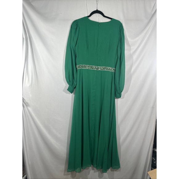 NWT $1095 Sachin & Babi [‎ 8 ] Ramsey Long Sleeve V Neck Bow Gown Green S1818 - Picture 11 of 16